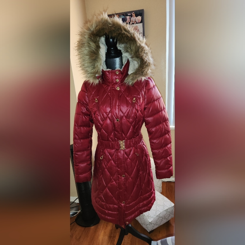 Wine Belted Women's Coat